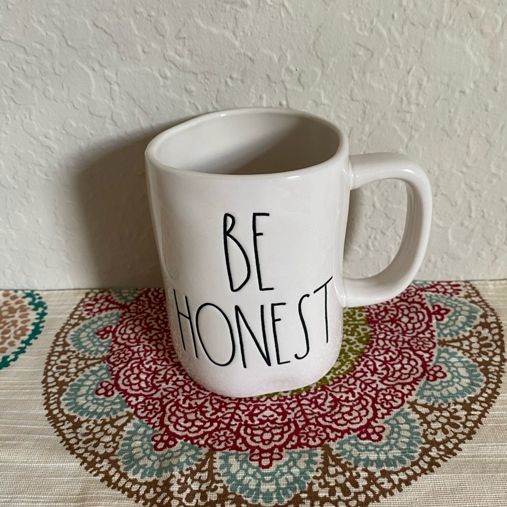 Rae Dunn mug says BE HONEST, NWOT